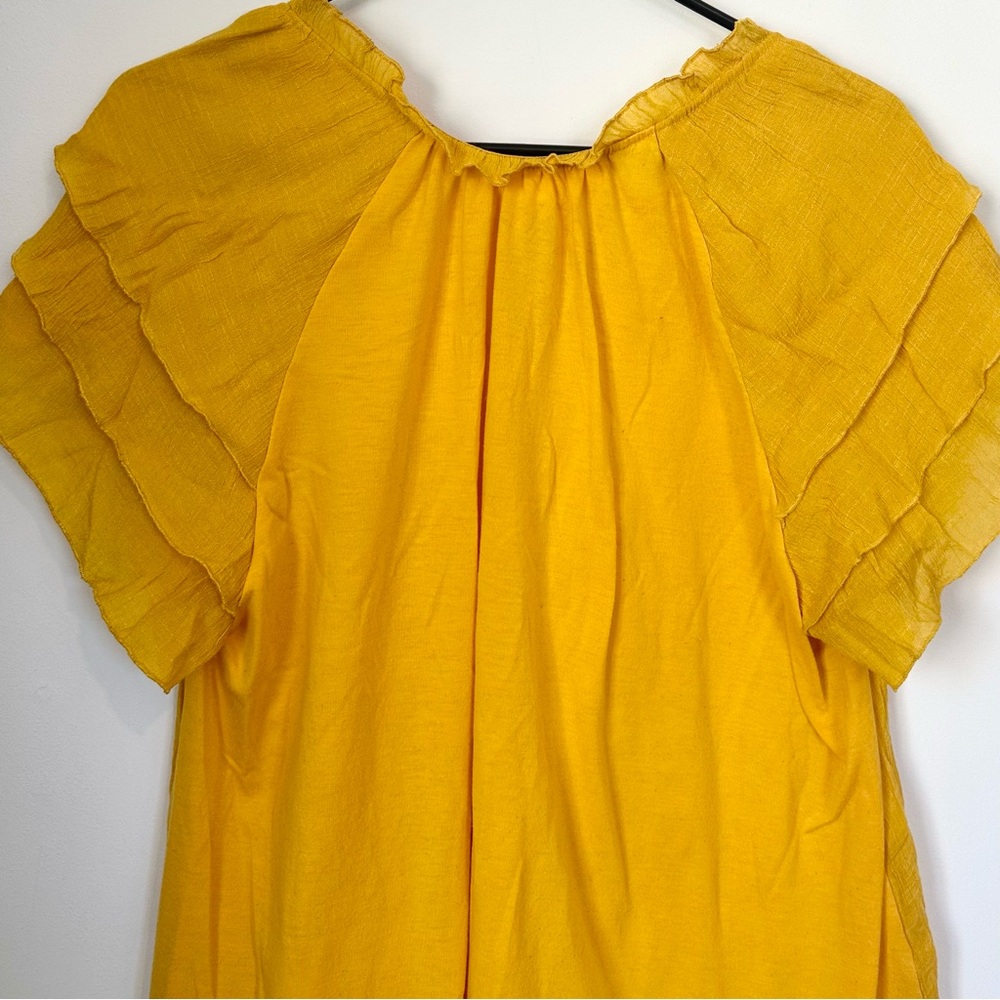 Yellow Ruffled Women's Top - Size: 2X - Picture 5 of 6